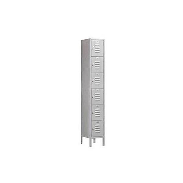 Salsbury Industries 66168GY-U 12 in. W x 78 in. H x 18 in. D Standard Metal Locker-Six Tier Box Style Bridge-1 Wide-Gray-Unassembled 66168GY-U - main
